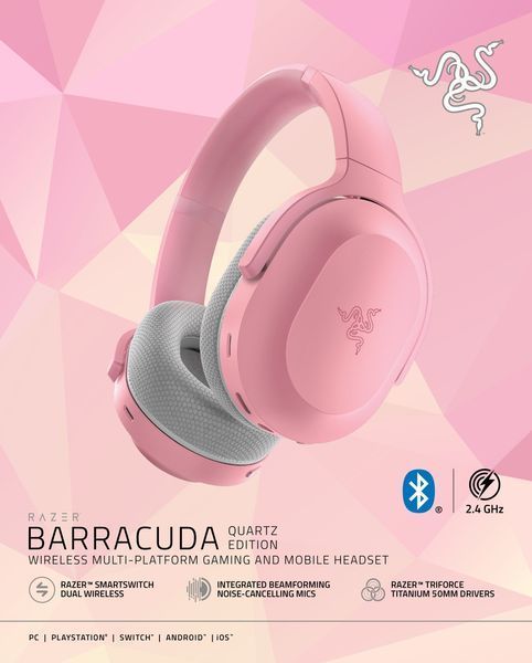 Наушники RAZER Barracuda беспроводные, накладные розовые 496027 фото