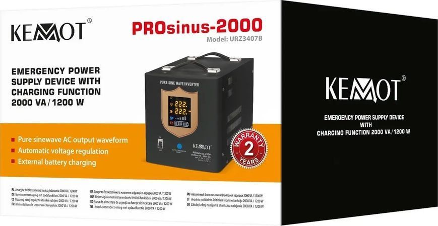 Гібридний ДБЖ/інвертор Kemot PROsinus-2000 24V 230V 2000VA/1400W (URZ3428B) 013257 фото