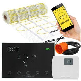 Гріючий мат під плитку MISSION AIR MA-160W/m&sup2; 4.5м&sup2; (9м x 50см) + регулятор Gemini Чорний WiFi e2065685 фото