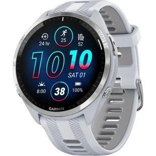 Спортивний годинник Garmin Forerunner 965 Titanium Bezel w. Whiteston Case and Whiteston/Powder Gray S. Band (010-02809-01/11/8 035238 фото