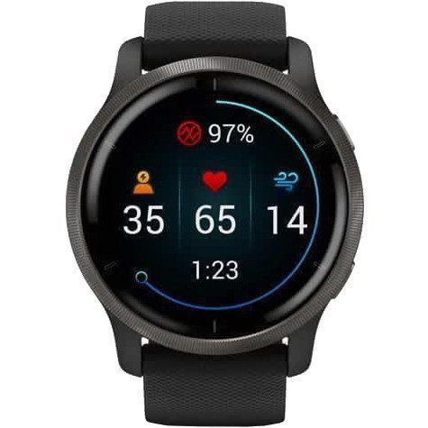 Смарт-годинник Garmin Venu 2 Slate Stainless Steel Bezel with Black Case and Silicone Band (010-02430-11/01) 035110 фото