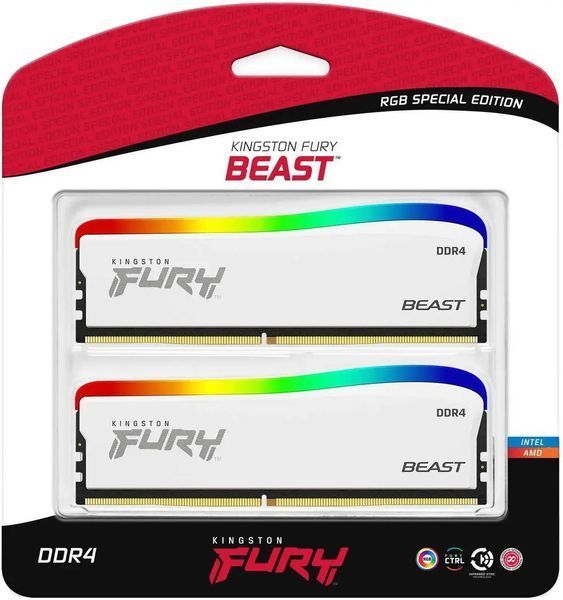 Пам'ять для настільних комп'ютерів Kingston Fury 32 GB (2x16GB) DDR4 3600 MHz BEast RGB Special Edition White (KF436C18BWAK2/32) 032557 фото