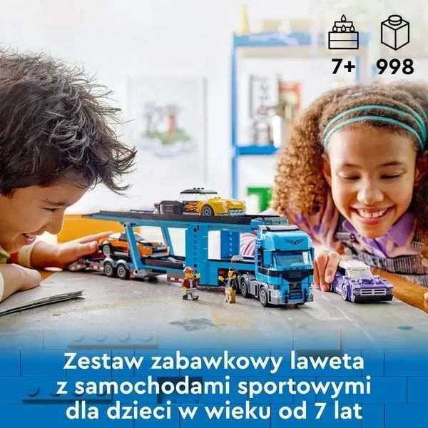 Блоковий конструктор LEGO City Вантажівка-транспортер зі спортивними авто (60408) 613318 фото