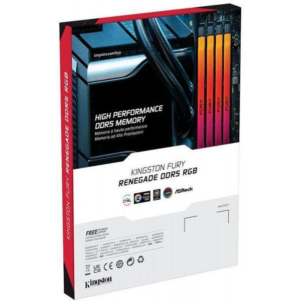 Память для настольных компьютеров Kingston FURY 32 GB (2x16GB) DDR5 6800 MHz Renegade Silver/Black RGB (KF568C36RSAK2-32) 033774 фото