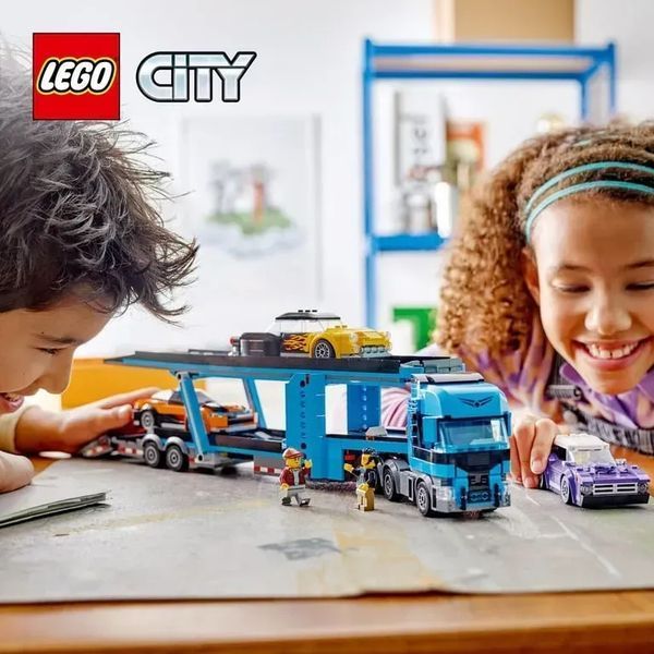Блоковий конструктор LEGO City Вантажівка-транспортер зі спортивними авто (60408) 613318 фото