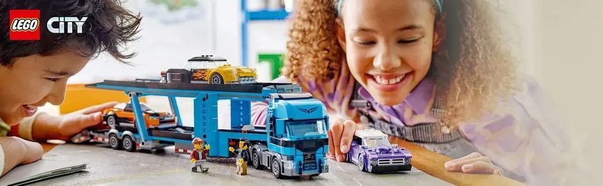 Блоковий конструктор LEGO City Вантажівка-транспортер зі спортивними авто (60408) 613318 фото