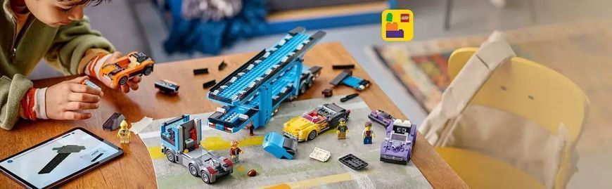Блоковий конструктор LEGO City Вантажівка-транспортер зі спортивними авто (60408) 613318 фото