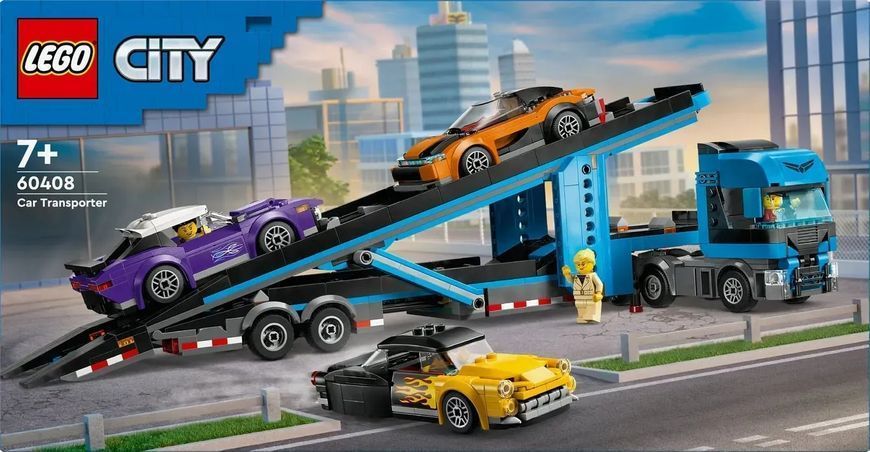 Блоковий конструктор LEGO City Вантажівка-транспортер зі спортивними авто (60408) 613318 фото