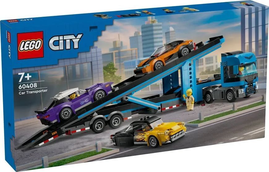 Блоковий конструктор LEGO City Вантажівка-транспортер зі спортивними авто (60408) 613318 фото