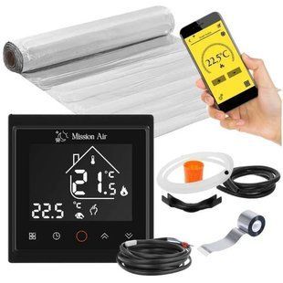 Гріючий мат під ламінат MISSION AIR MAL-160W/м&sup2; 2.5м&sup2; (5м x 50см) + регулятор Libra Чорний WiFi e2066532 фото