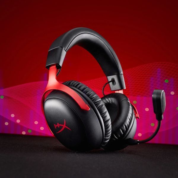 Навушники HYPERX Cloud III S Wireless, накладні, просторовий звук, чорно-червоний 2086379 фото