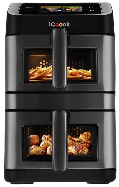 Фритюрница без масла Air Fryer ICOOOK MFR-IC-02 10л, с двойной корзиной, с окном для наблюдения за приготовлением 2139944 фото