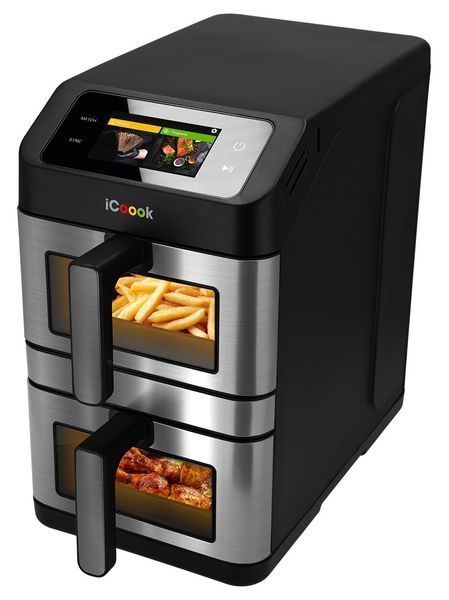 Фритюрница без масла Air Fryer ICOOOK MFR-IC-02 10л, с двойной корзиной, с окном для наблюдения за приготовлением 2139944 фото