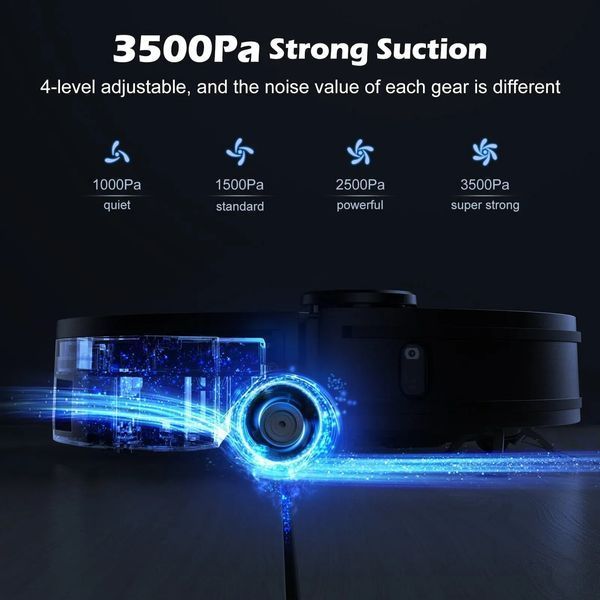 Робот-пилосос з вологим прибиранням Lubluelu Robot Vacuum Cleaner A901+C710 Black 036430 фото