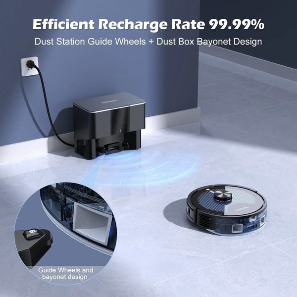 Робот-пилосос з вологим прибиранням Lubluelu Robot Vacuum Cleaner A901+C710 Black 036430 фото