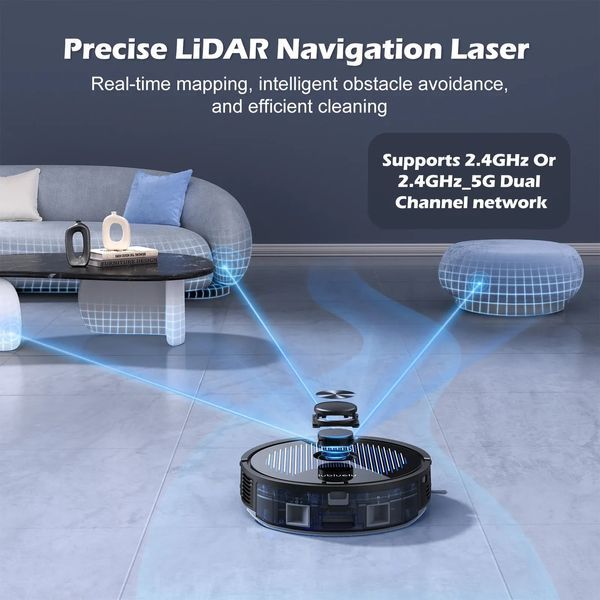 Робот-пилосос з вологим прибиранням Lubluelu Robot Vacuum Cleaner A901+C710 Black 036430 фото