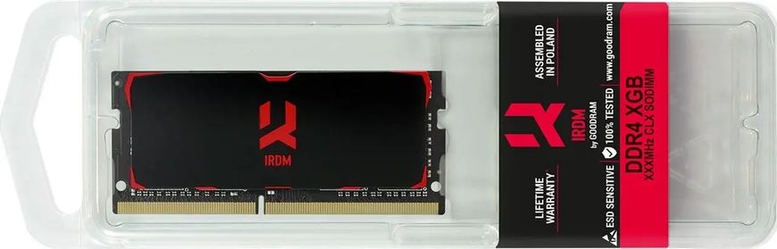 Память для ноутбуков GoodRAM 16 GB SO-DIMM DDR4 3200MHz IRDM Black (IR-3200S464L16A/16G) 441673 фото