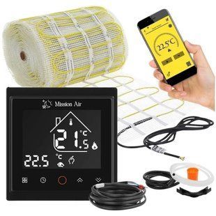 Нагревательный мат под плитку MISSION AIR MA-160W/m&sup2; 14м&sup2; (28м x 50см) + регулятор Libra Черный WiFi e2066397 фото
