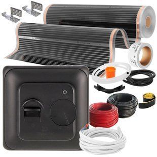 Пленка греющая инфракрасная MISSION AIR 160 Вт/м&sup2; Black Silver PTC 20 м&sup2; (20 м x 100 см) + Регулятор Aries Черный e2257475 фото