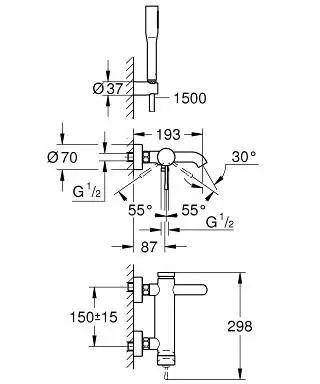 Смеситель для ванны Grohe Essence 33628001 470161 фото