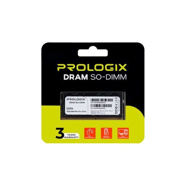 Память для ноутбуков Prologix 16 GB SO-DIMM DDR4 2666 MHz (PRO16GB2666D4S) 579702ua фото