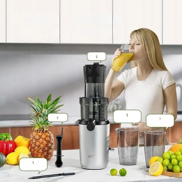 Соковитискач центробіжний Amzchef SJ033 Inox 610676 фото