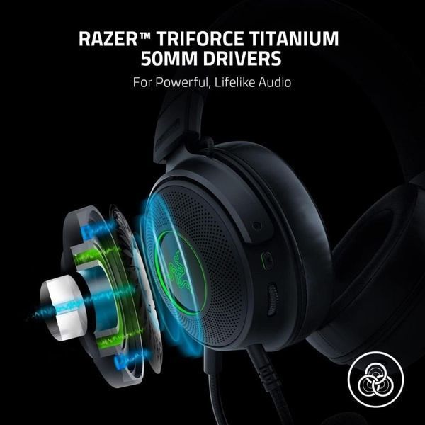 Навушники з мікрофоном Razer Kraken V3 HyperSense Black (RZ04-03770100-R3M1) 029805 фото