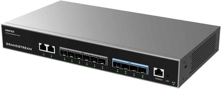 Комутатор GRANDSTREAM GWN7830 10 Gigabit Ethernet, 12 портів, керований e2165860 фото
