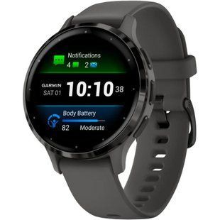 Смарт-годинник Garmin Venu 3S Slate S. Steel Bezel w. Pebble Gray Case and S. Band (010-02785-00/50) 035115 фото