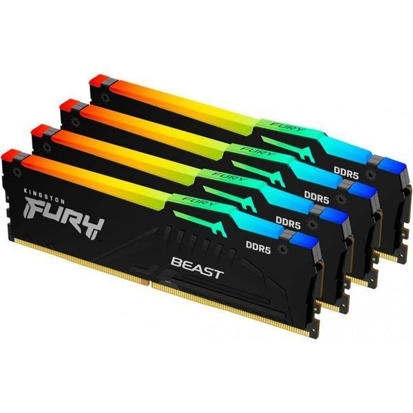 Память для настольных компьютеров Kingston FURY 128GB (4x32GB) DDR5 5600MHz Beast RGB (KF556C40BBAK4-128) 033729 фото
