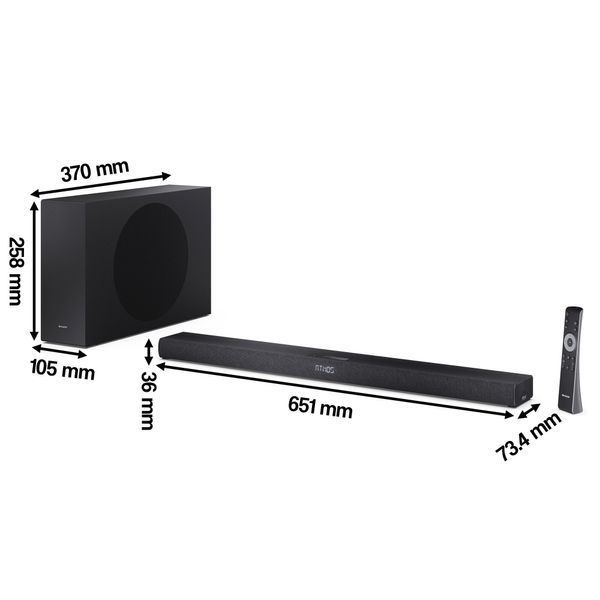 Саундбар SHARP HT-SBW320 Чорний 2.1-канальний, Бездротовий сабвуфер, HDMI eARC, Dolby Atmos, Bluetooth, Еквалайзер 2094713 фото