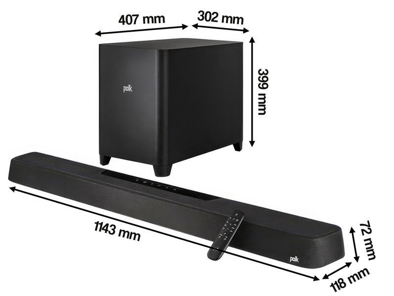 Саундбар POLK AUDIO Magnifi Max AX Чорний 5.1.2-канальний, Бездротовий сабвуфер, 4K, HDMI eARC, Dolby Atmos, BT, AirPlay2 528083 фото