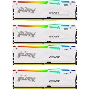 Пам'ять для настільних комп'ютерів Kingston FURY 128 GB (4x32GB) DDR5 5600 MHz Beast White RGB (KF556C40BWAK4-128) 033730 фото