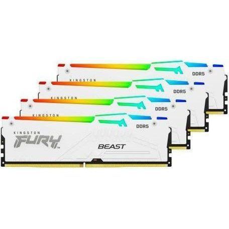 Пам'ять для настільних комп'ютерів Kingston FURY 128 GB (4x32GB) DDR5 5600 MHz Beast White RGB (KF556C40BWAK4-128) 033730 фото