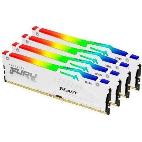 Пам'ять для настільних комп'ютерів Kingston FURY 128 GB (4x32GB) DDR5 5600 MHz Beast White RGB (KF556C40BWAK4-128) 033730 фото