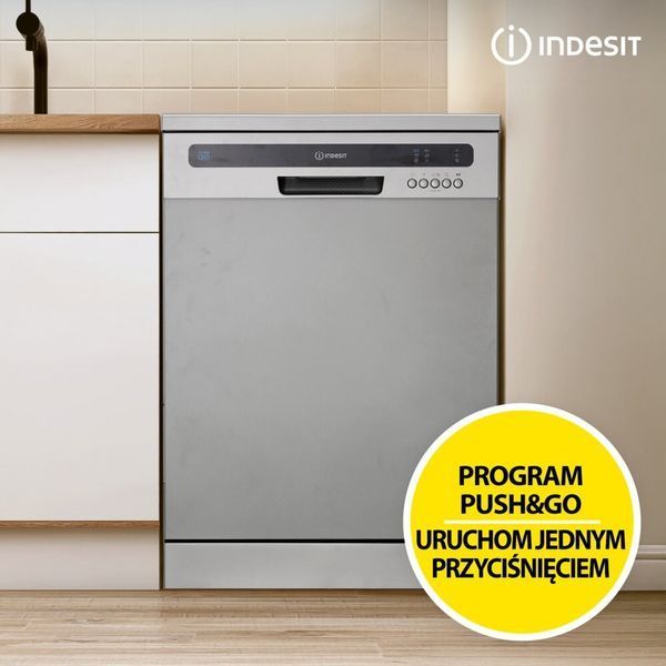 Посудомийна машина INDESIT IN2FE13CNO7S Push&Go Половина завантаження Сталеве дно 60 см Сріблястий 2109660 фото