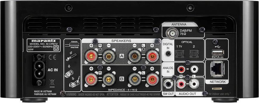 Стереопідсилювач MARANTZ Melody X M-CR612 Чорний, CD-програвач, FM/DAB+, BT, Wi-Fi, AirPlay2, Spotify, Multiroom HEOS 526745 фото