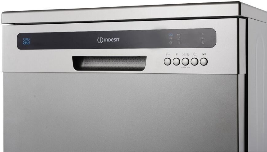 Посудомийна машина INDESIT IN2FE13CNO7S Push&Go Половина завантаження Сталеве дно 60 см Сріблястий 2109660 фото