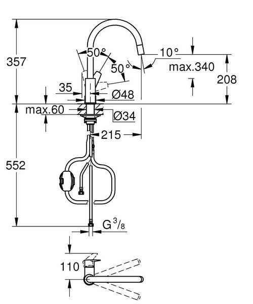 Смеситель GROHE Bauedge 30536000 Хром 667234 фото