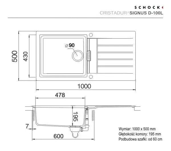 Кухонная мойка Schock Signus D-100 L magma 97 572843 фото