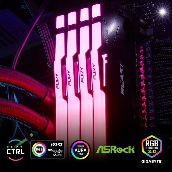 Пам'ять для настільних комп'ютерів Kingston FURY 64 GB (2x32GB) DDR5 5200 MHz Beast RGB EXPO (KF552C36BBEAK2-64) 033831 фото