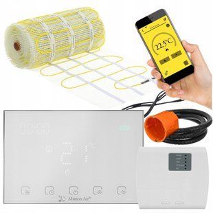 Гріючий мат під плитку MISSION AIR MA-160W/m2 16м&sup2; шир. 50см + регулятор Gemini Білий WiFi e2066342 фото