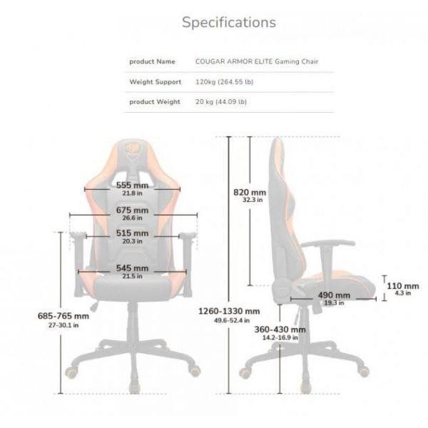 Комп'ютерне крісло для геймера Cougar Armor ELITE Black/Orange 018547 фото
