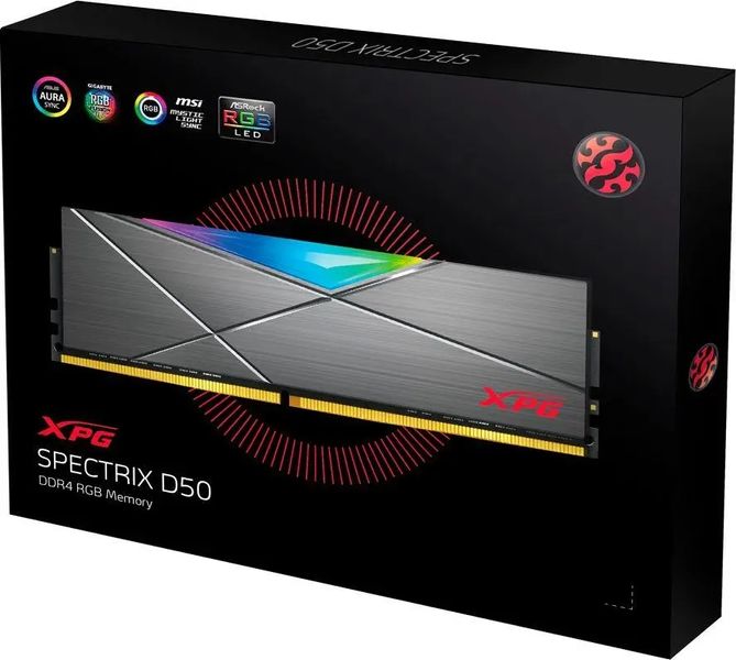 Пам'ять Adata XPG Spectrix D50 DDR4 16 GB 3200MHz CL16 (AX4U32008G16A-DT50) 350860 фото