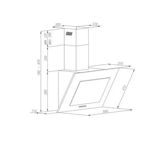 Витяжка похила VDB Ambi 50 Black 010634 фото