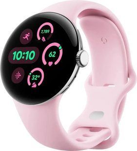 Смарт-часы Google Pixel Watch 3 41 mm Wi-Fi Polished Silver Aluminum Case/Rose Quartz Active Band 614382 фото
