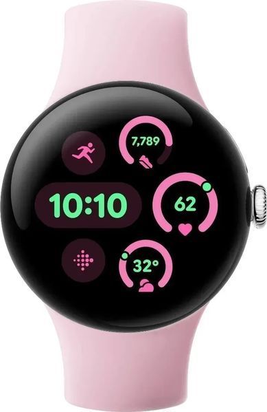 Смарт-годинник Google Pixel Watch 3 41 mm Wi-Fi Polished Silver Aluminum Case/Rose Quartz Active Band 614382 фото