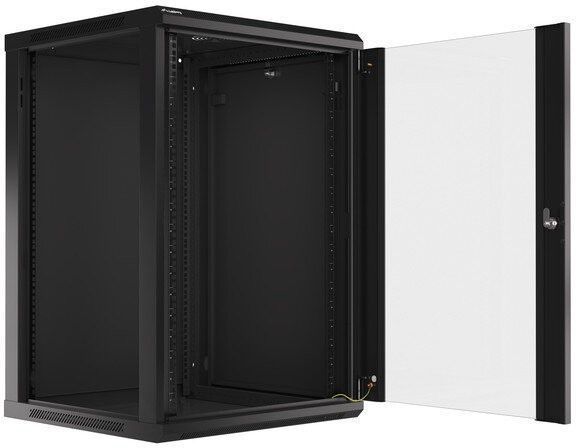 Шафа RACK LANBERG 19" 18U WF01-6618-10B 600 x 600 мм, настінна, чорна 470900 фото