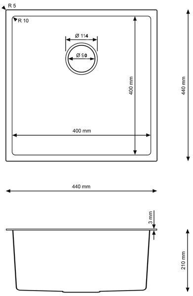 Односекційна мийка LANILIA Evier 44.1 Inox 44x44 1285904 фото