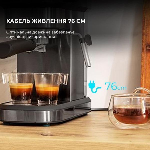 Ріжкова кавоварка еспресо CECOTEC Cafelizzia 890 Gray (01624) 036141 фото